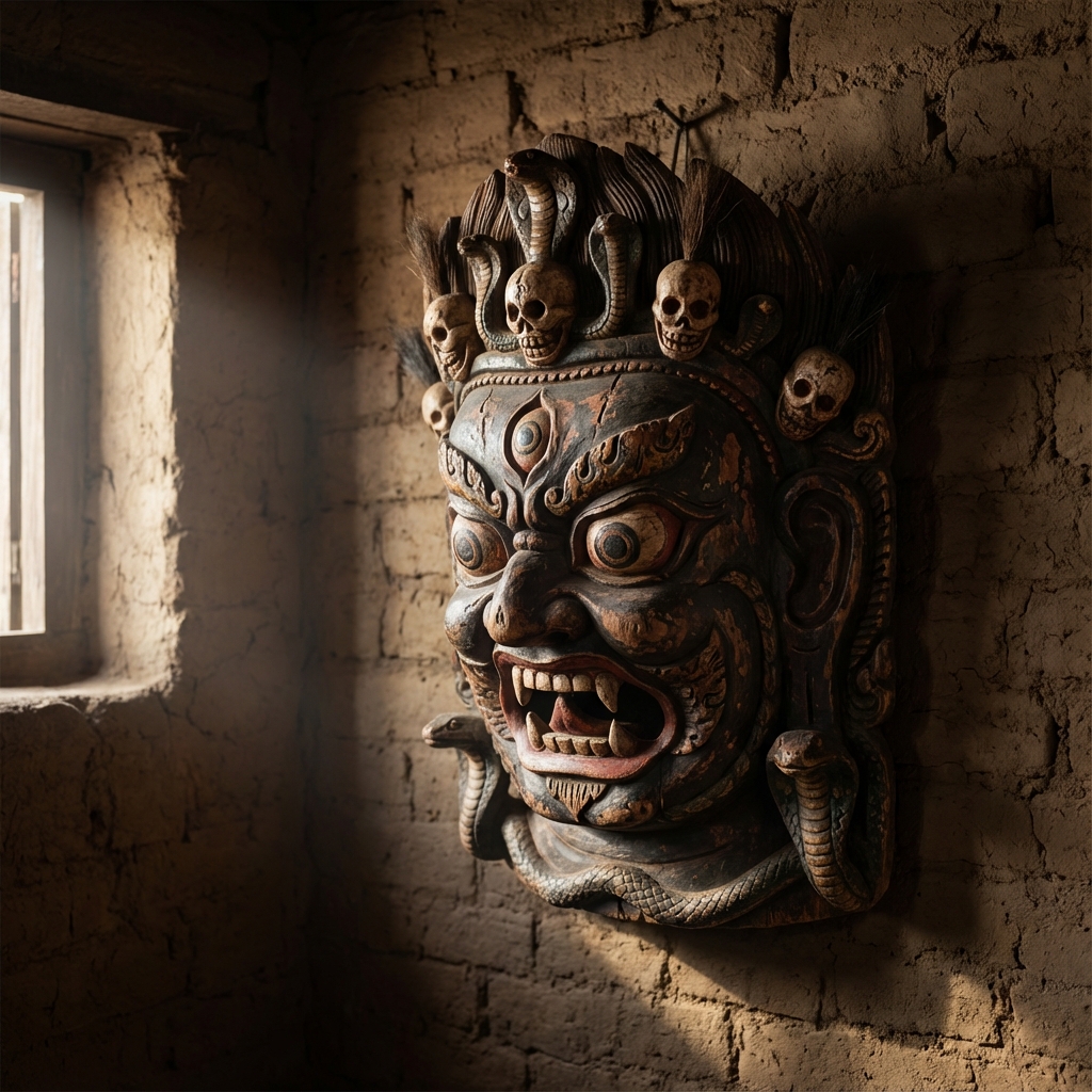 Hand-Carved Wooden Mask